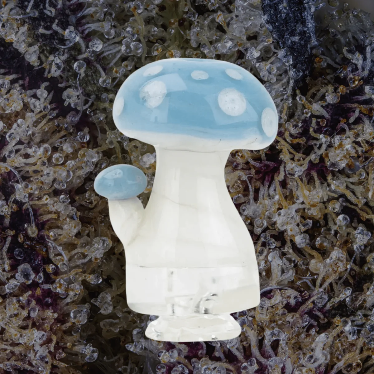 Empire Glassworks Blue Mushroom Puffco Pivot Glass Top, glass from Trichly